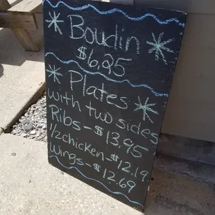 a chalkboard sign