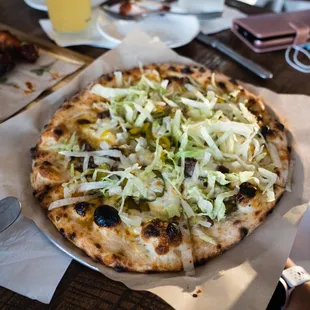 a pizza on a plate