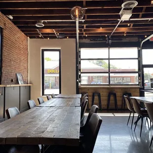 a long table and chairs