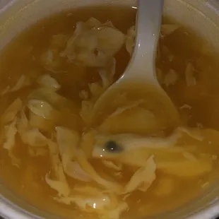 Mold!!!! Yes that mold on the egg drop soup! NEVER EAT HERE!