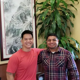 WALL Chinese Cafe Owner's son, Jeffrey,  with my friend Jason Savala.  So glad I was treated to lunch at this pristine cafe in Ovilla.