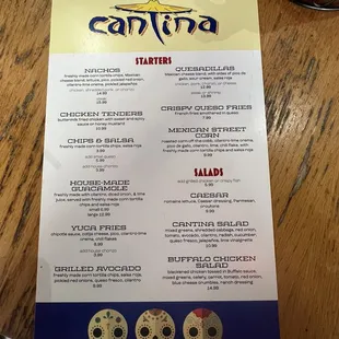 Front of menu