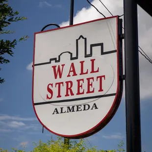 a sign for a wall street almeda