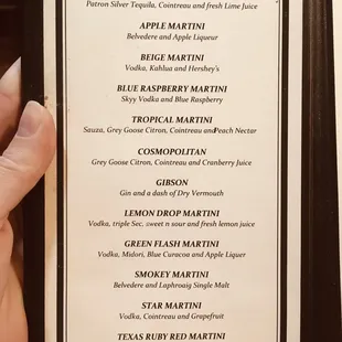 Drink menu