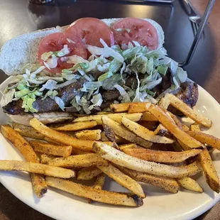 Ribeye sandwich with fries