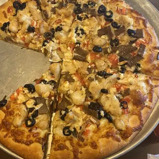 a pizza on a pizza pan
