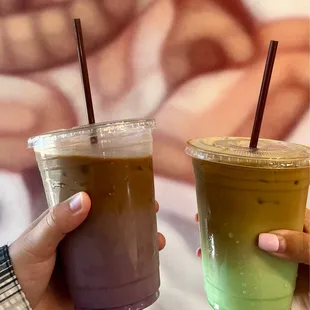 Iced ube latte &amp; iced padan latte