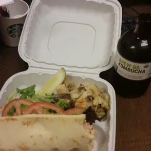 Salmon fillet meal + kombucha to drink = greatness