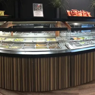 Our salad bar: so much goodness it needs to be captured in a panoramic photograph.