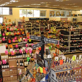 rows of liquor bottles