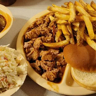 Pork plate inside cut with side of slaw