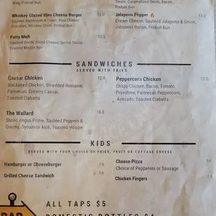 Menu as of 8/15/2022