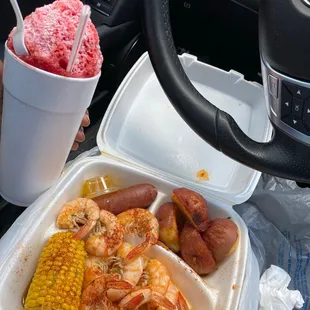 The potatoes and corn was 10/10... the snow cone wasn&apos;t from here !! But this food is at a pretty good price &amp; I would eat there again