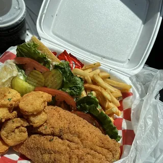 1/2 Fish and 1/2 Shrimp Po' Boy