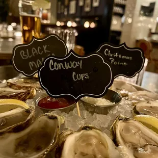 The variety of oysters was a lovely start to our meal