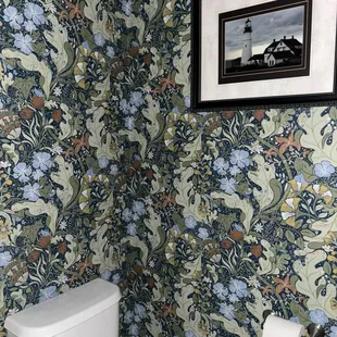 Wallpapering of half bath by Jody