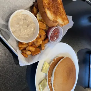 Thunder chicken with a side of pancakes