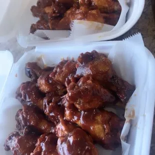 Bbq wings and bbq, hot, and garlic wings