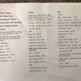 menu