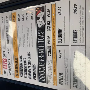 a menu for a restaurant