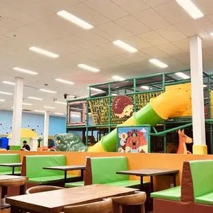 Snack area and play gym.