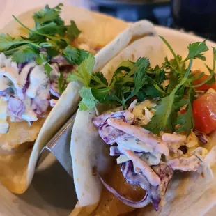 Cod Tacos ~ crisp and flavorful. Can order off-menu during non-Happy Hour times