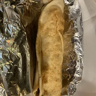 CHICKEN SHAWARMA SANDWICH - chicken shawarma, pickles, fried potato, garlic sauce wrapped in thin pita