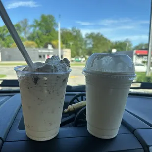 Butterfinger Whirly with extra butterfinger and a banana malt.