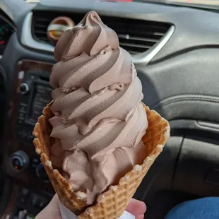Chocolate custard in waffle cone