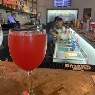 a glass of red wine