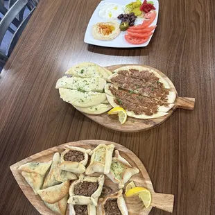 two plates of food on a table