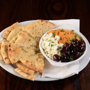 Hummus, Feta, &amp; Kalamata olives appetizer