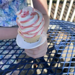 Strawberry swirl small cone