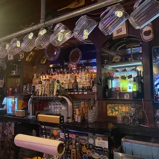 a bar with a television