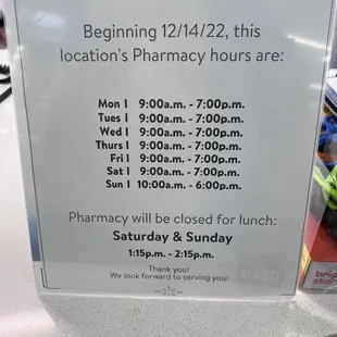 New hours