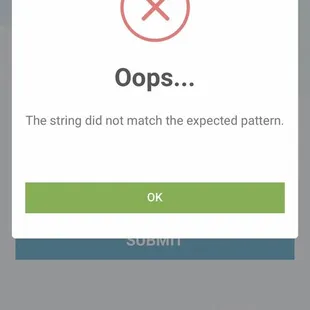 Error message I received after I placed the order