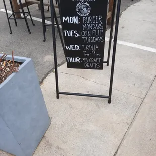 An example of specials. Will likely vary from week to week.