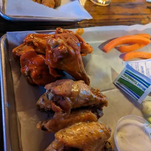 Buffalo hot and garlic parmesan wings
