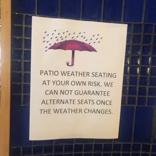 Patio seating is covered by only a tent canopy