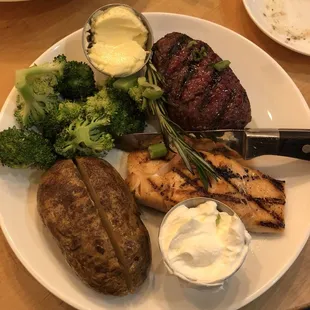 Sirloin and Salmon with broccoli