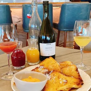 Pumpkin French Toast and mimosas