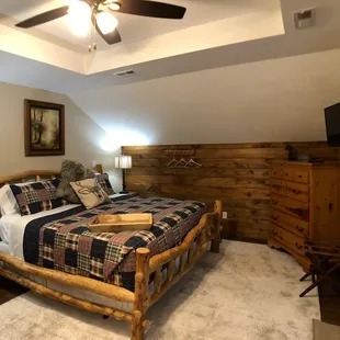 Walnut King Suite includes private bath and patio.