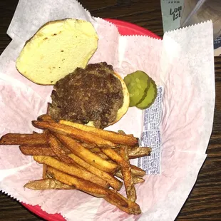 Burger and fries.  Never disappoints