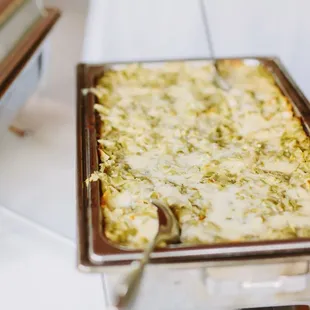 Hatch green chile, cheese and yellow corn enchiladas.