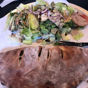 Calzone with side salad.