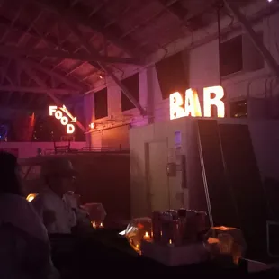 Bar inside, food outside.