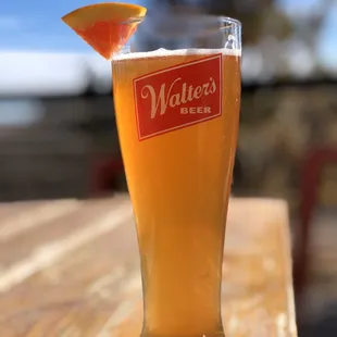 Enjoying a blood orange on the patio in January