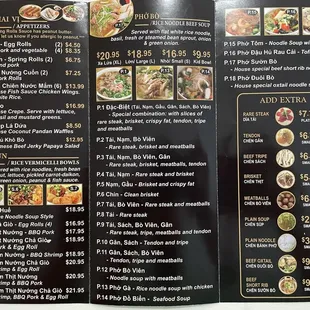 The menu - all the Vietnamese staples.