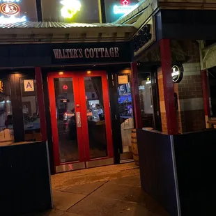 the entrance to the restaurant