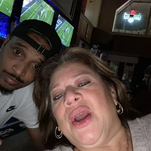 Our bartender and me not the best picture of me but needed to show our bartender for sure